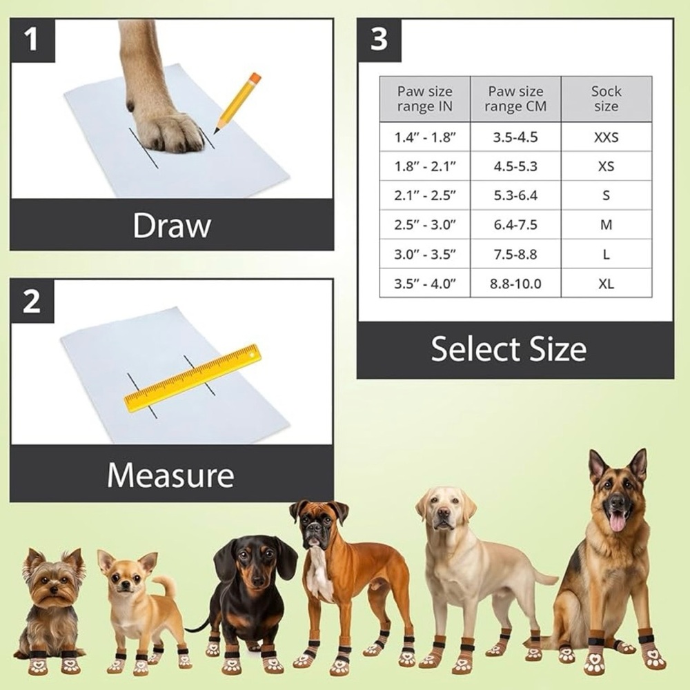 Anti Slip Dog Socks for Hardwood Floors, 6 Pack. MEDIUM